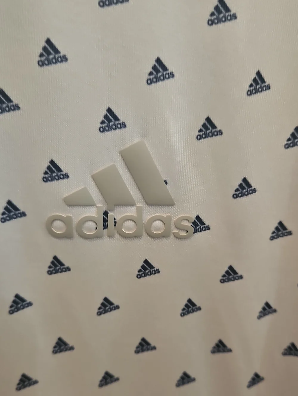 Adidas Golf Polo. Men's White Short-Sleeve White / Navy Micro Adidas Sign. Print